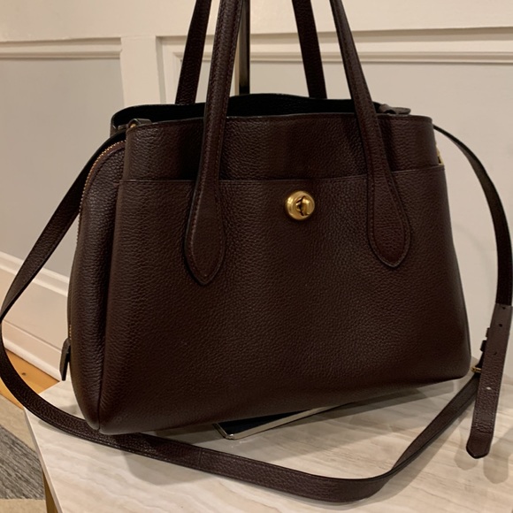 Coach Handbags - Coach Lora Vintage Throwback Pebbled Plum Leather Crossbody Removable Strap EUC